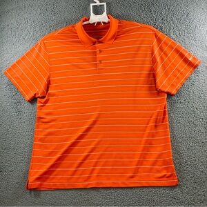 Nike Golf Dri-Fit Polo Shirt Men's Short‎ Sleeve Striped Orange Size XXL